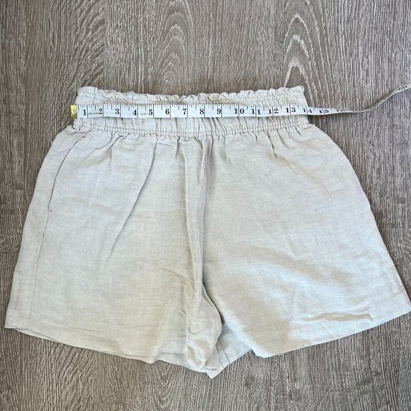 H&M Womens Linen Blend Shorts Elastic Waist Flowy High Rise Tan Size Small - Picture 2 of 4